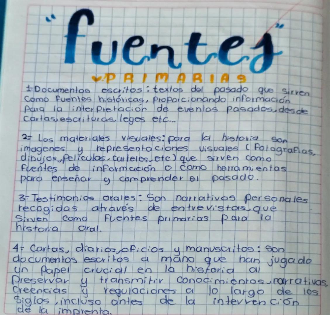 # "fuentes
PRIMARIAS
1: Documentos escritos: textos del pasado que Sirven
Como Fuentes históricas, Proporcionando información
Para la interp