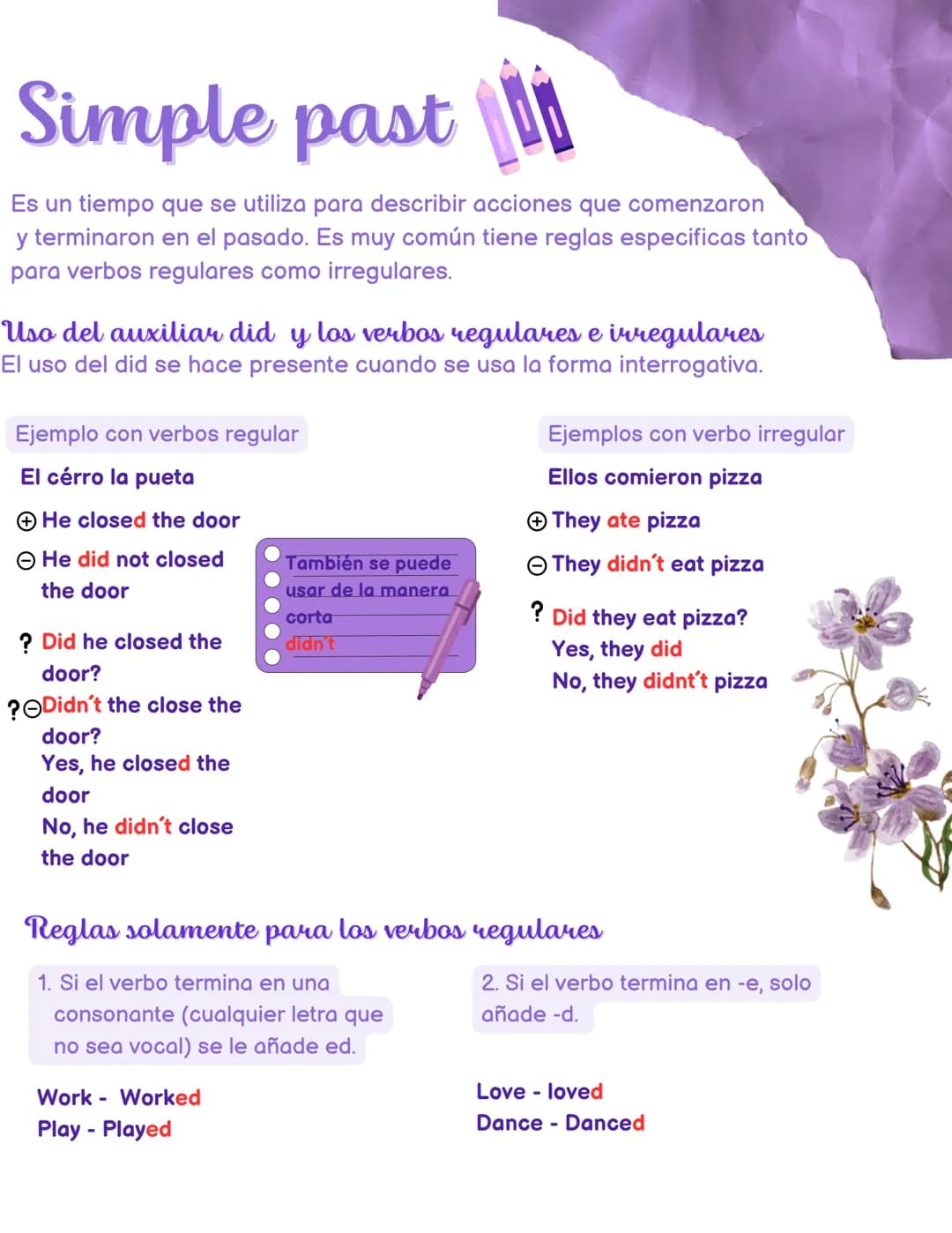 # Simple Past

Entiende el Simple Past en tan
solo minutos # Simple past

Es un tiempo que se utiliza para describir acciones que comenzaron