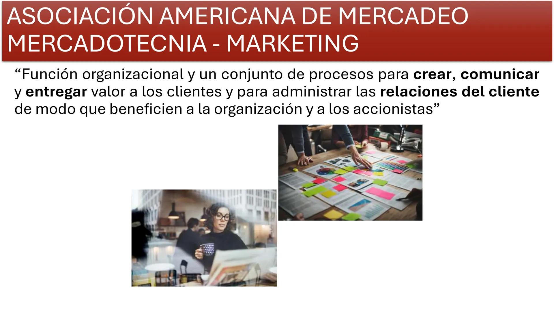 MERCADOTECNIA-MARKETING
Del latín MERCATUS es igual a mercado
Del griego téxvη es igual a ciencia
"Ciencia que estudia los procesos de venta