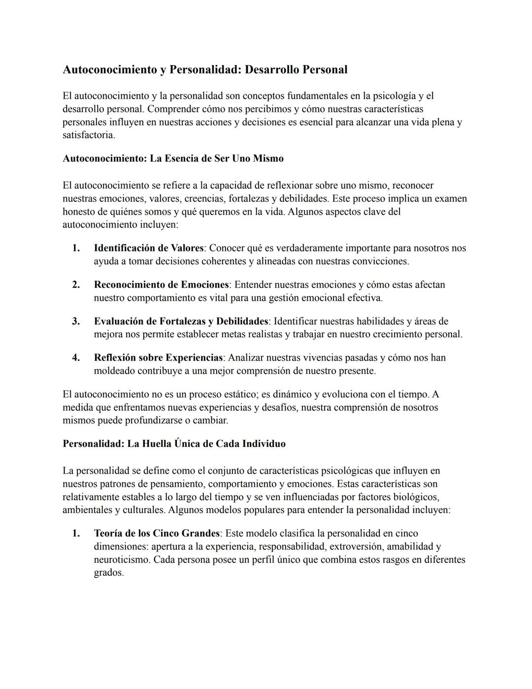 Autoconocimiento y Personalidad: Desarrollo Personal
El autoconocimiento y la personalidad son conceptos fundamentales en la psicología y el