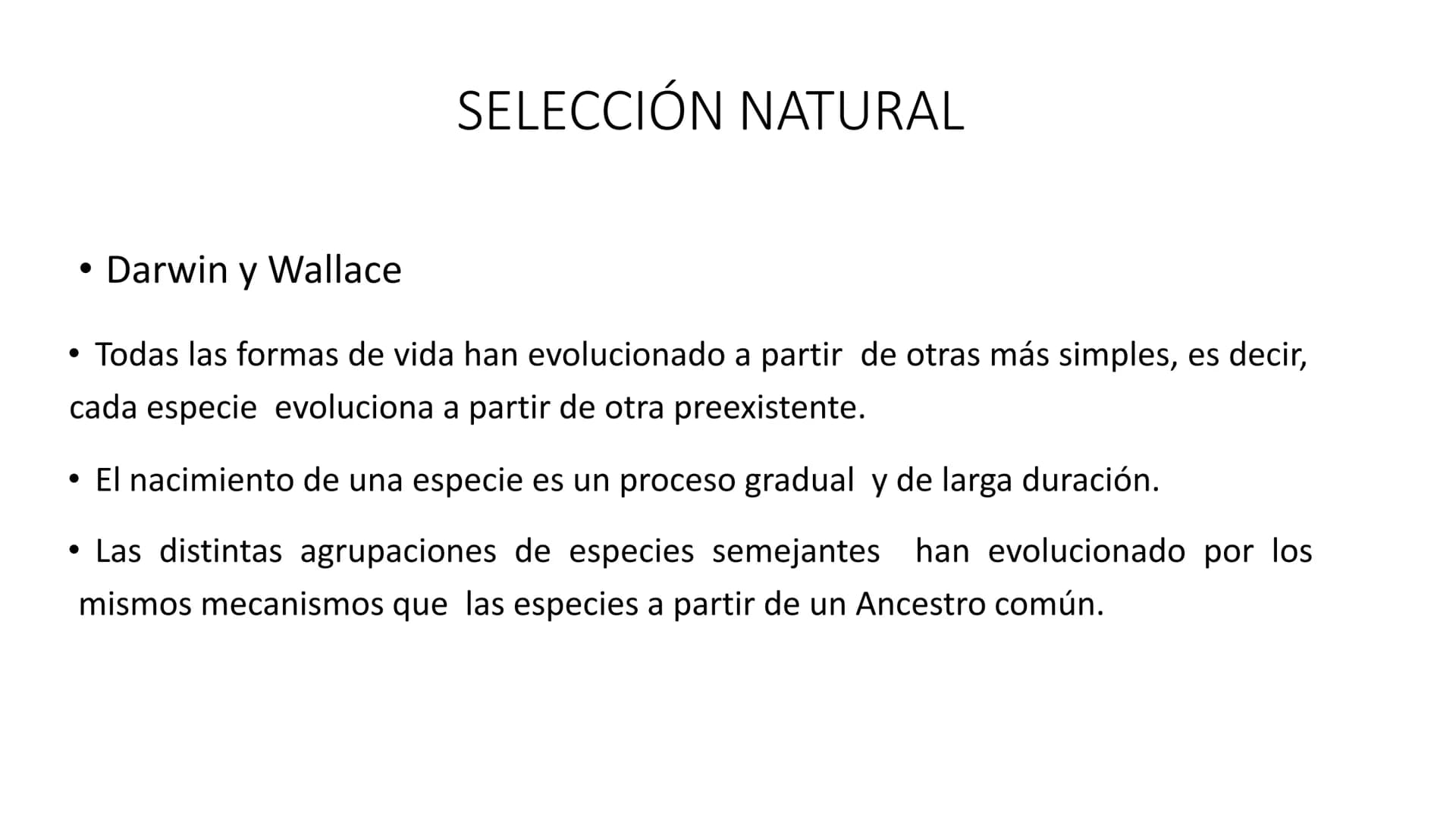 DEFINICIÓN
La evolución biológica es el proceso continuo de transformación
de las especies a través de cambios producidos en sucesivas
gener