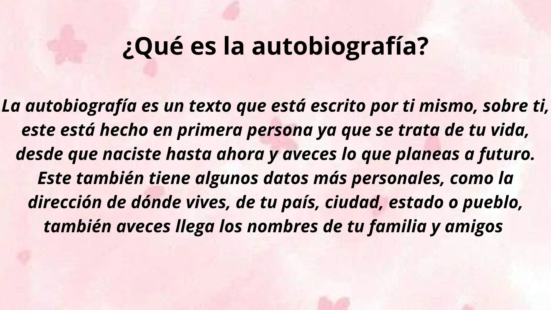 La autobiografía
•
Temas:
Que es la autobiografía?
• Para que sirve la autobiografía?
• Cómo se hace una autobiografía?
• Cuáles son los tem