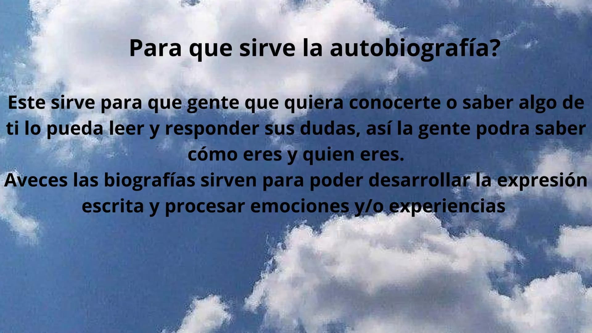 La autobiografía
•
Temas:
Que es la autobiografía?
• Para que sirve la autobiografía?
• Cómo se hace una autobiografía?
• Cuáles son los tem