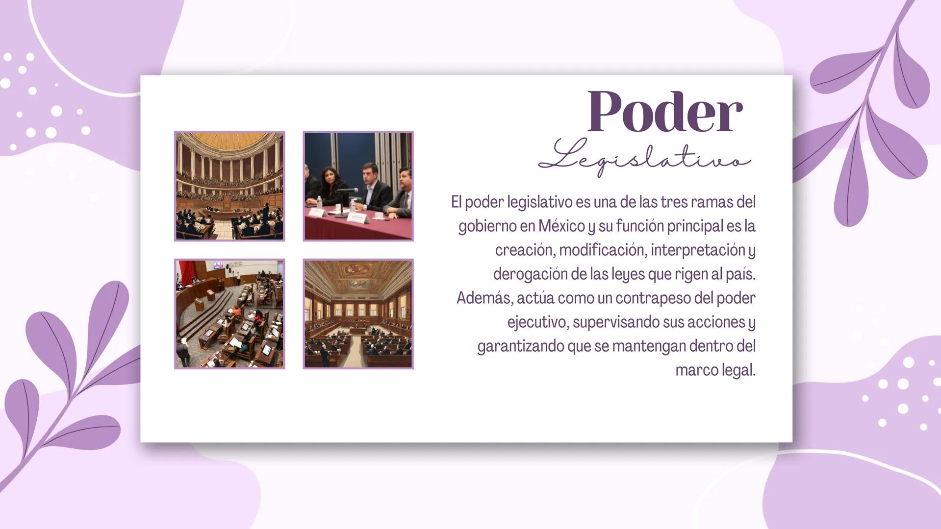 Poderes de la
Unión ¿Qué son?
Los Poderes de la Unión en México se refieren
a las tres ramas del gobierno federal que
tienen la responsabili