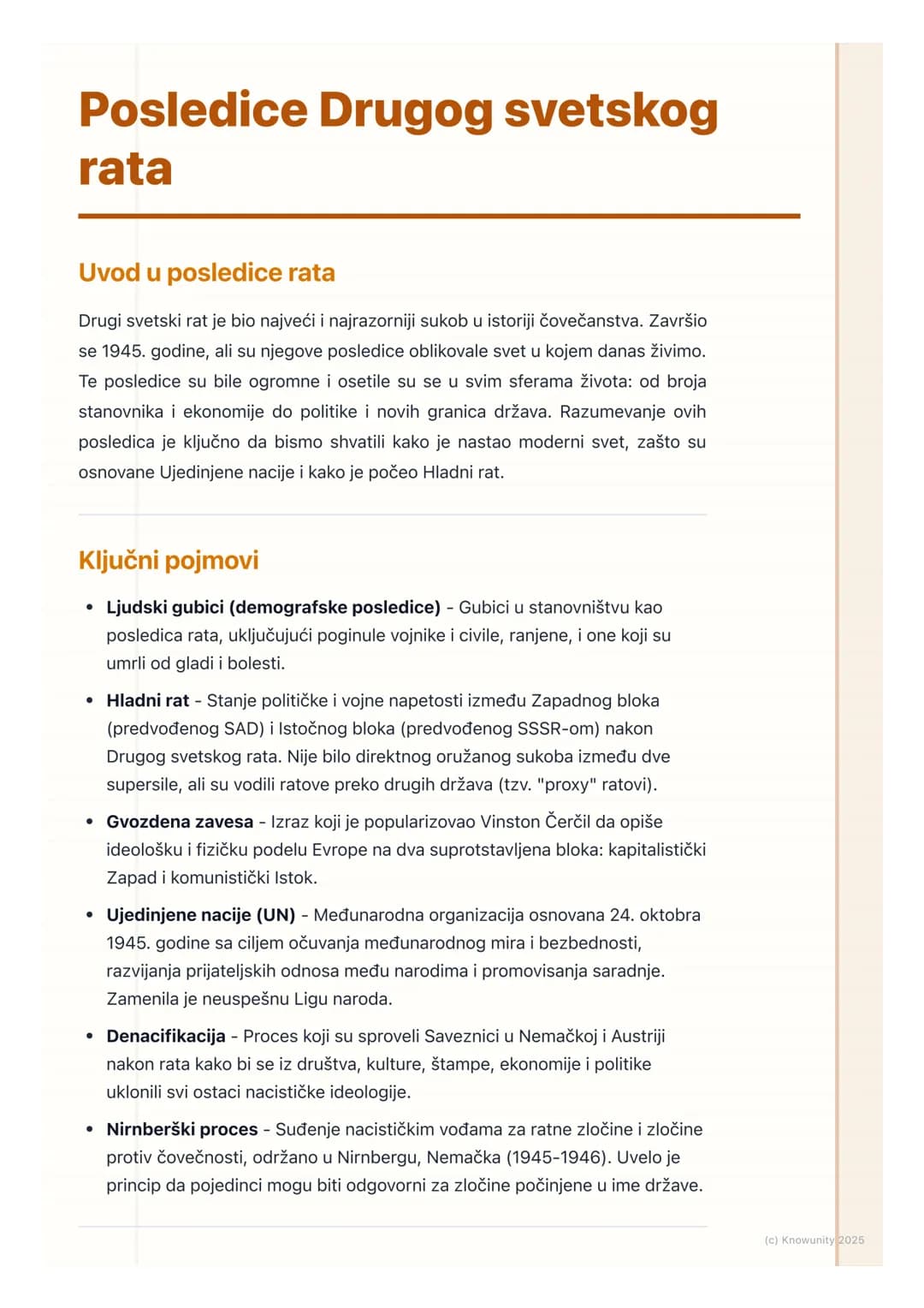 # Posledice Drugog svetskog
rata

Uvod u posledice rata

Drugi svetski rat je bio najveći i najrazorniji sukob u istoriji čovečanstva. Završ