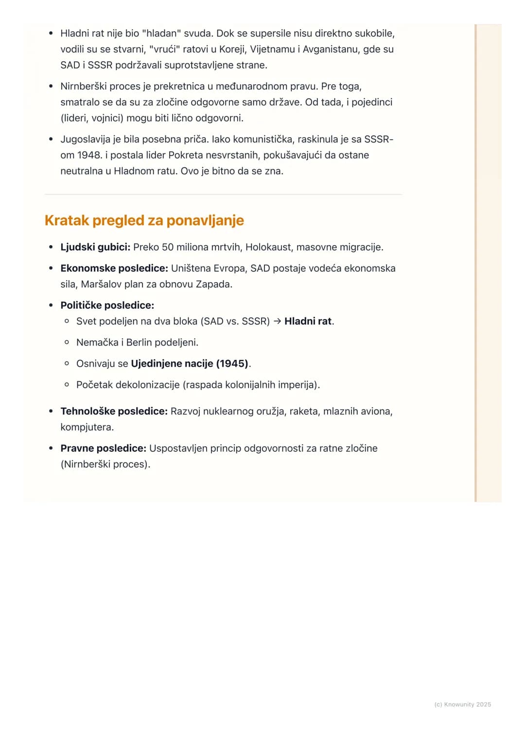 # Posledice Drugog svetskog
rata

Uvod u posledice rata

Drugi svetski rat je bio najveći i najrazorniji sukob u istoriji čovečanstva. Završ