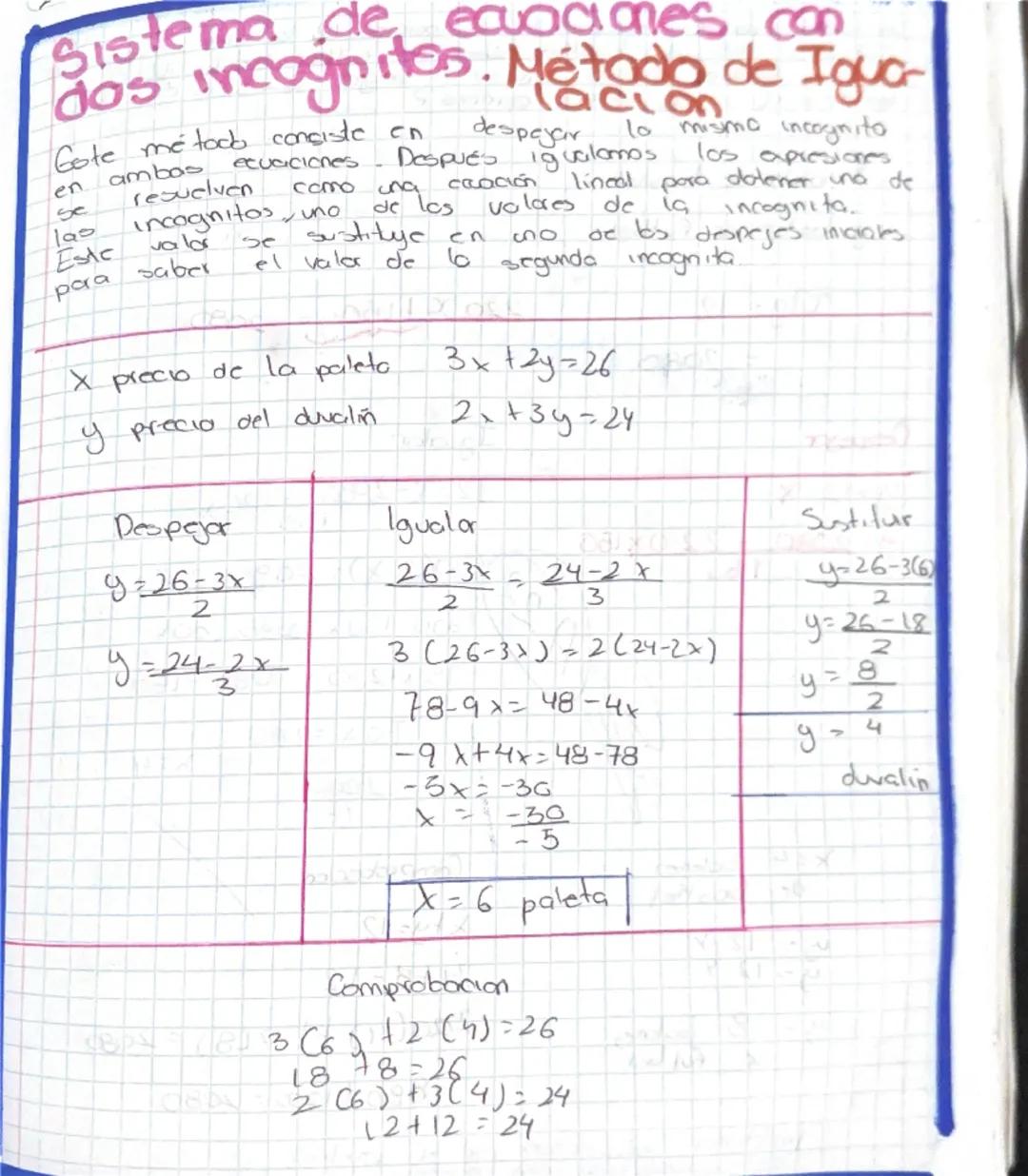 # Sistema de ecuaciones con
dos incognites. Metodon

Gote método consiste en despejar lo misma incognito
en ambas ecuaciones. Después iguala