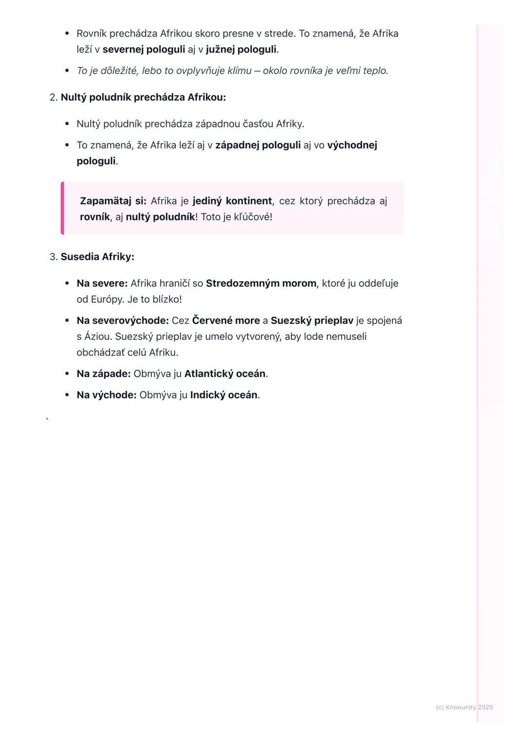 # Poloha a rozloha Afriky

1. Prehľad polohy a rozlohy Afriky

Afrika je jeden z najväčších kontinentov na našej Zemi. Dnes si zopakujeme,
k