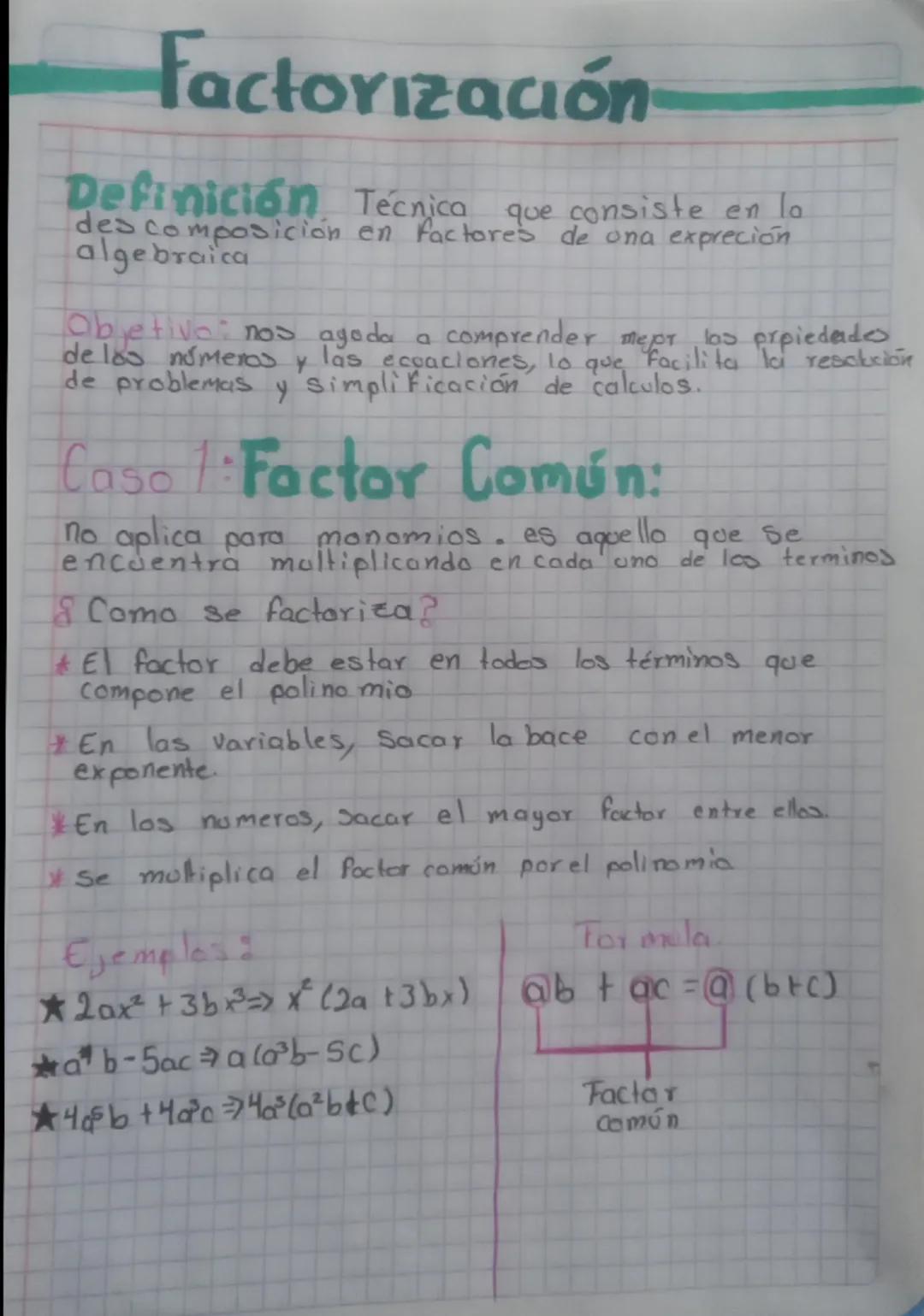 Factorización
Definición Tecnica que consiste en la
des composición en factores de ona expreción
algebraica
Objetivo: nos agada a comprender