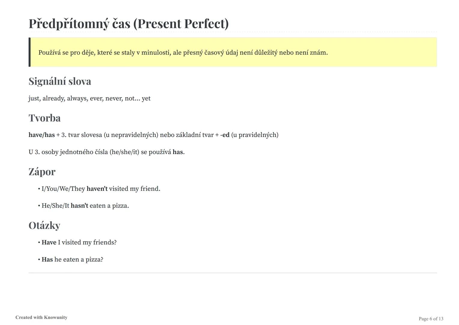 Anglická gramatika
Přehled základních anglických časů, nepřímé řeči a tvorby otázek.
Přehled anglických časů
Tato studijní poznámka shrnuje 