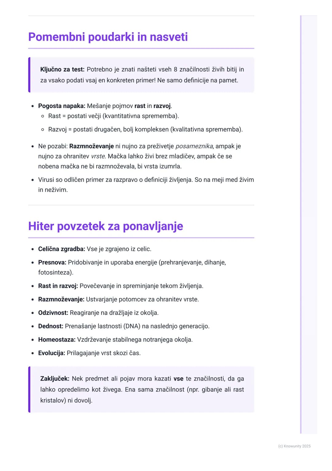 # Značilnosti živih bitij

Uvod v značilnosti živih bitij

Biologija je veda o življenju. Ampak kaj točno je "življenje"? Da bi nekaj oprede