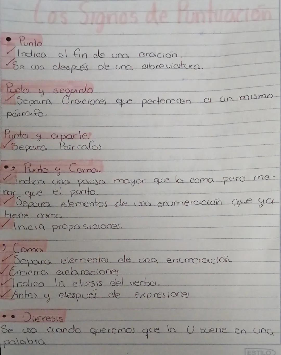 # Los Signos de Puntuación

• Punto

✓ Indica el fin de una oración

Se usa después de una abreviatura.

Punto y seguido

✓ Separa Oraciones