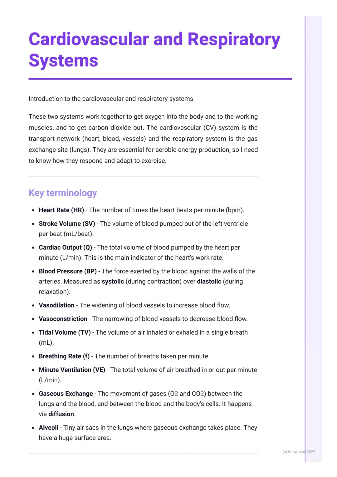 # Cardiovascular and Respiratory
Systems

Introduction to the cardiovascular and respiratory systems

These two systems work together to get