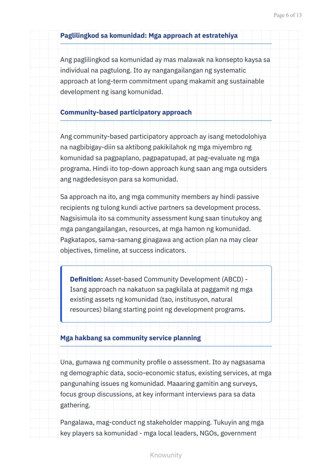 Pagpapalalim sa Pagkilala sa Sarili at Pakikipagkapwa sa
Komunidad
Pag-unawa sa pagtulong sa kapwa at paglilingkod
sa komunidad
Mga Layuning
