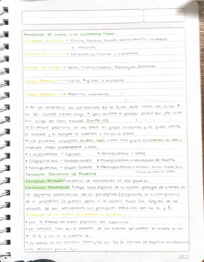 bioquímica
TEMA SAMINOACIDOS Y PROTEINAS
Aminoácido: Biomolécula anfotérica caracterizada por un grupa ácido, un
grupo amino (base), una cad