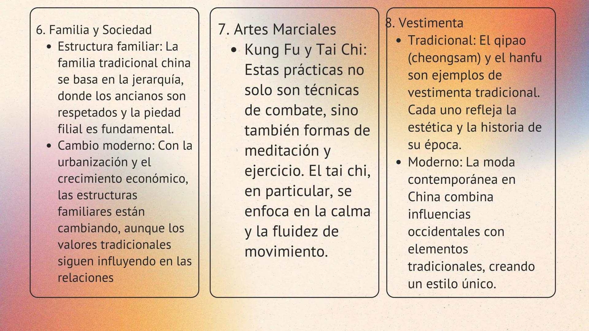 # FILOSOFIA Y
# RELIGION

1. Filosofía y Religión

*   Confucianismo: Fundado por Confucio, se centra en la moralidad,
    la ética y la imp