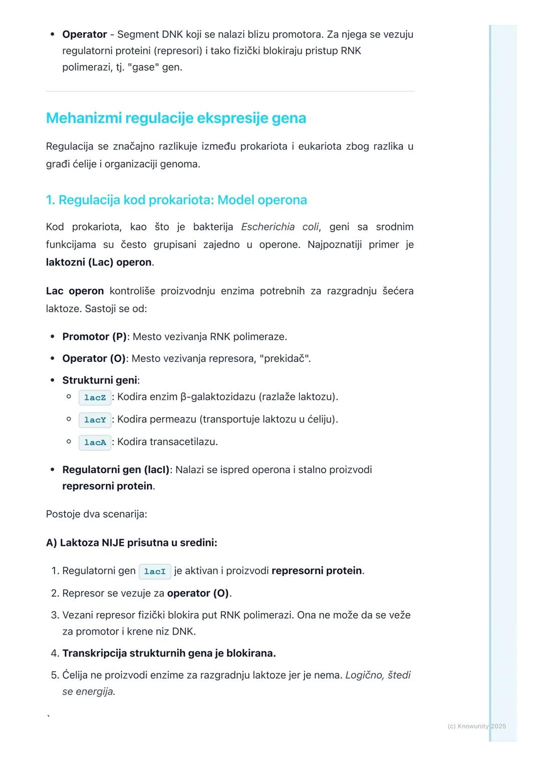 # Regulacija ekspresije gena

Uvod i značaj regulacije

Sve ćelije u jednom višećelijskom organizmu (npr. u našem telu) imaju potpuno
istu D