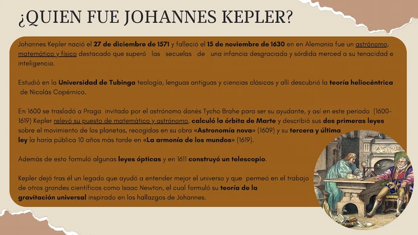 ¿QUIEN FUE JOHANNES KEPLER?
Johannes Kepler nació el 27 de diciembre de 1571 y falleció el 15 de noviembre de 1630 en en Alemania fue un ast