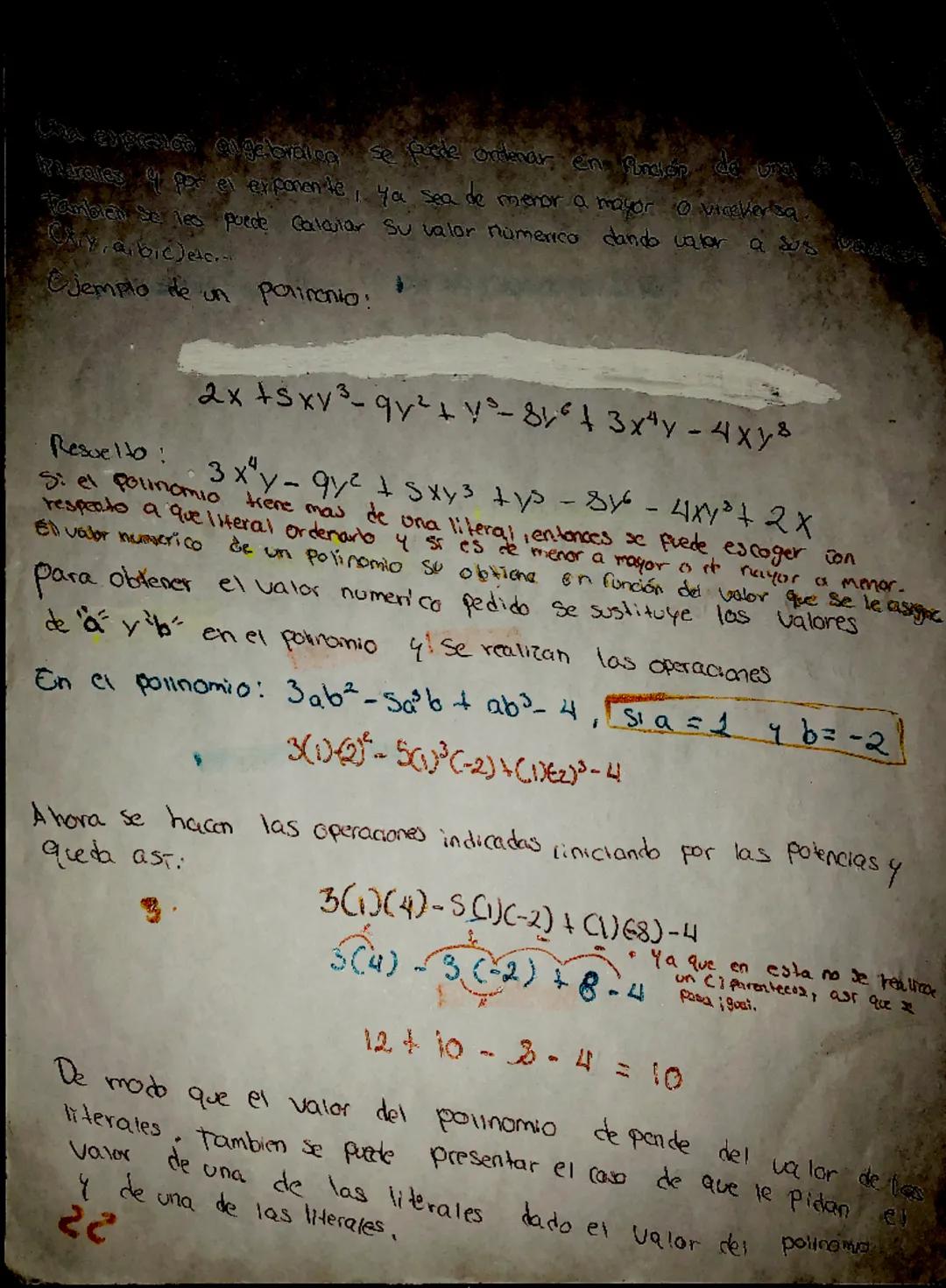 # Monomio: Son  que Solo 

95x     6$x y^2$     -8$x^3 y^2$

# Polinomio: Mas de un termino (Cosa que tiene 2 o mas monomios)
-Proveyendo ta