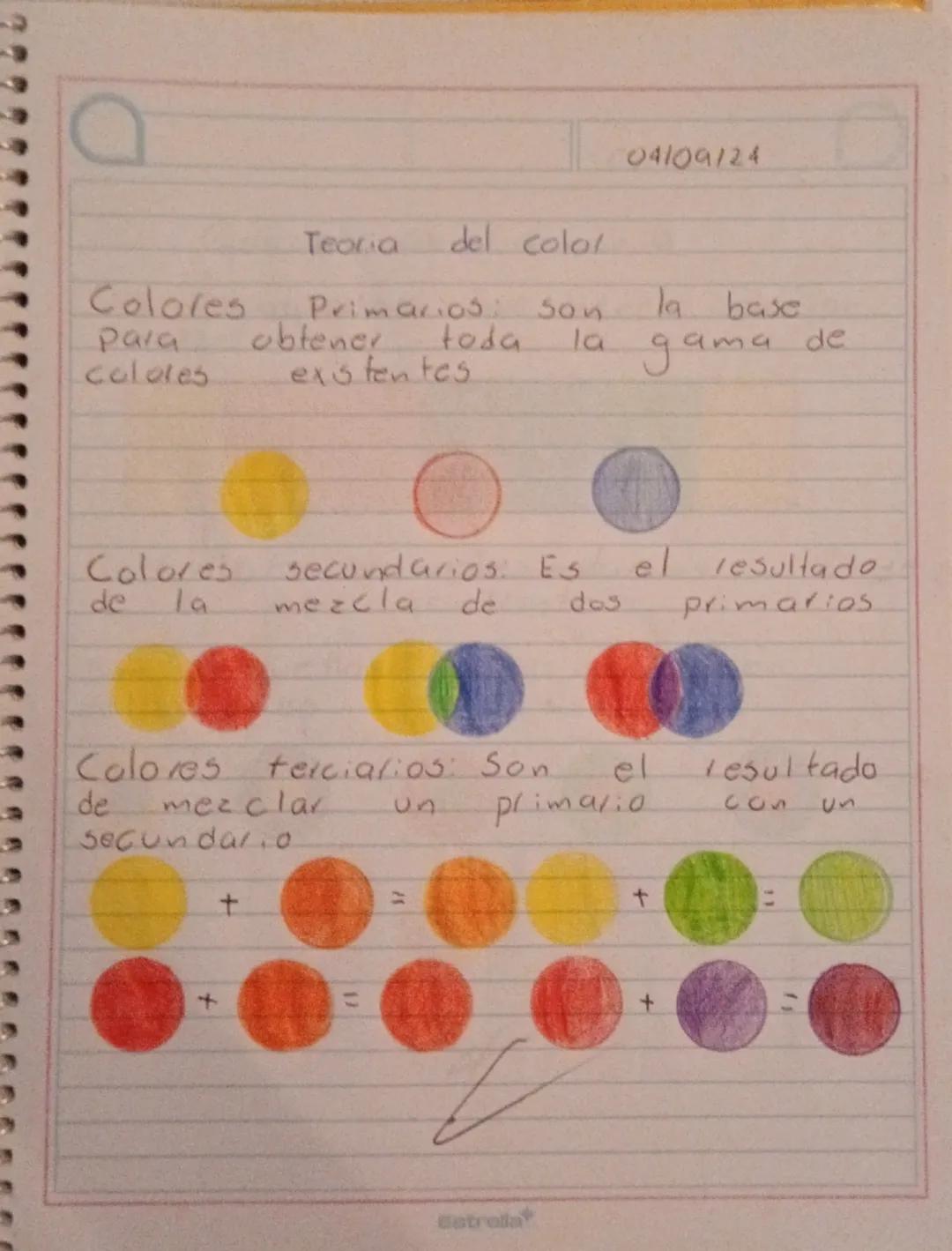 04109124
Teoria
del colo
Colores
para
colores
Primarios
50n
la base
obtener
toda
la
exstentes
gama
de
Colores
secundarios. Es
el resultado
d