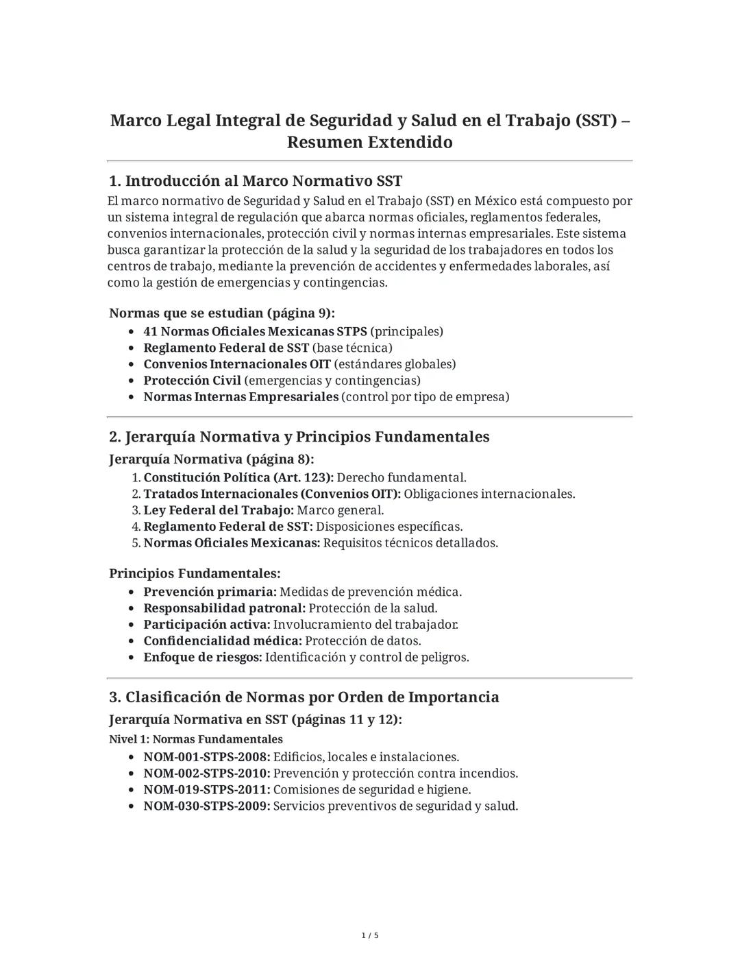Marco Legal Integral de Seguridad y Salud en el Trabajo (SST) -
Resumen Extendido
1. Introducción al Marco Normativo SST
El marco normativo 