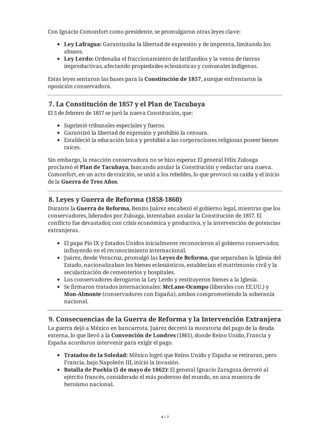 La Reforma en México (1855-1876)
1. La Dictadura de Santa Anna y la Venta de La Mesilla
Tras la retirada de los ejércitos estadounidenses, M