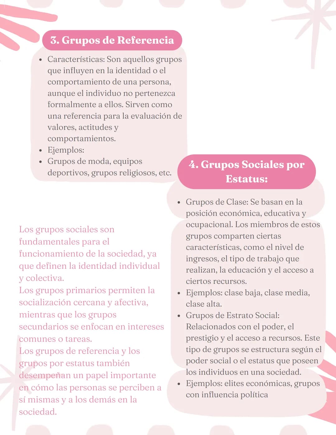 •
•
Grupos Sociales
Un grupo social es un conjunto de individuos que
interactúan entre sí, comparten normas y valores comunes,
y tienen obje