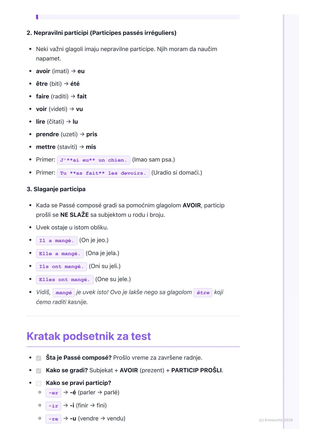 # Prošlo vreme (Passé composé
sa 'avoir')

Uvod u prošlo vreme (Passé composé)

Passé composé je prošlo složeno vreme u francuskom jeziku. K