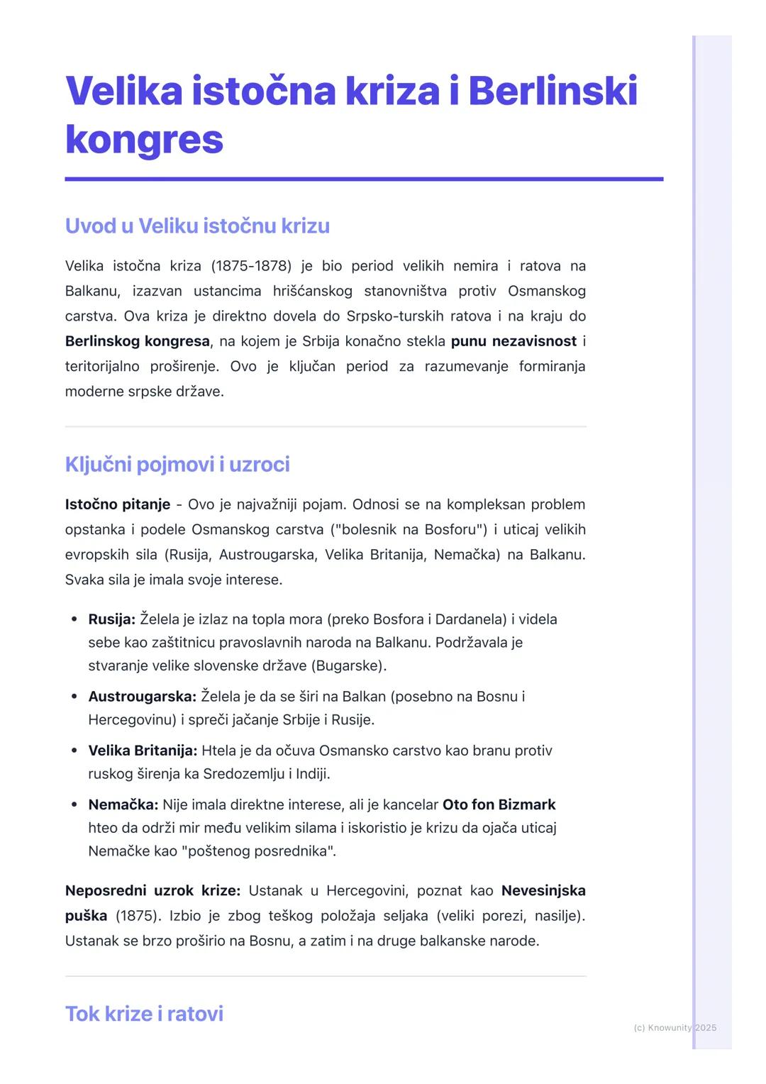 # Velika istočna kriza i Berlinski
kongres

Uvod u Veliku istočnu krizu

Velika istočna kriza (1875-1878) je bio period velikih nemira i rat