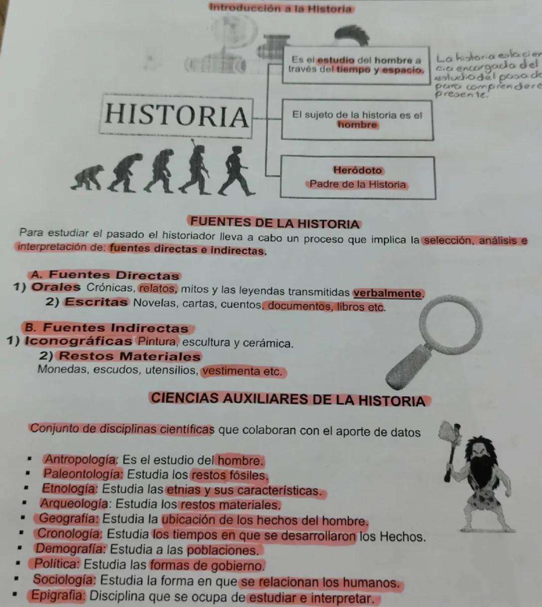 --- OCR Start ---
Introducción a la Historia
HISTORIA
Es el estudio del hombre a
través del tiempo y espacio,
El sujeto de la historia es el