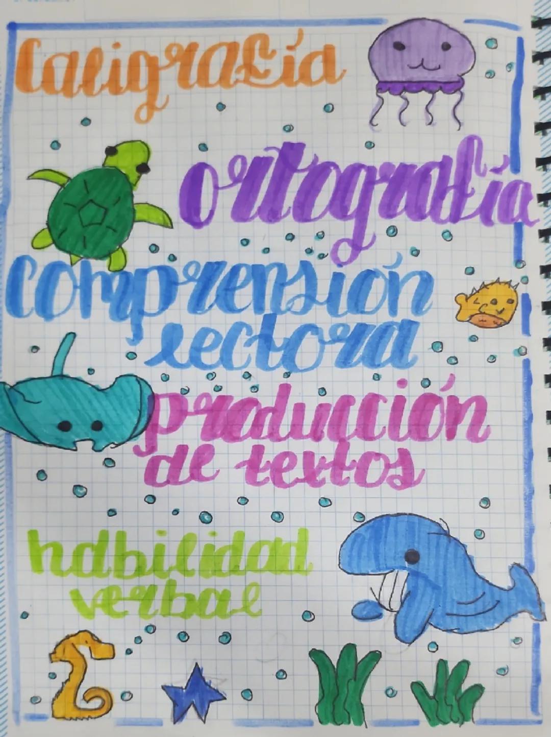 # caligrafia

# ortografia

# comprension lectora

# produccion de textos

# habilidad verbal
