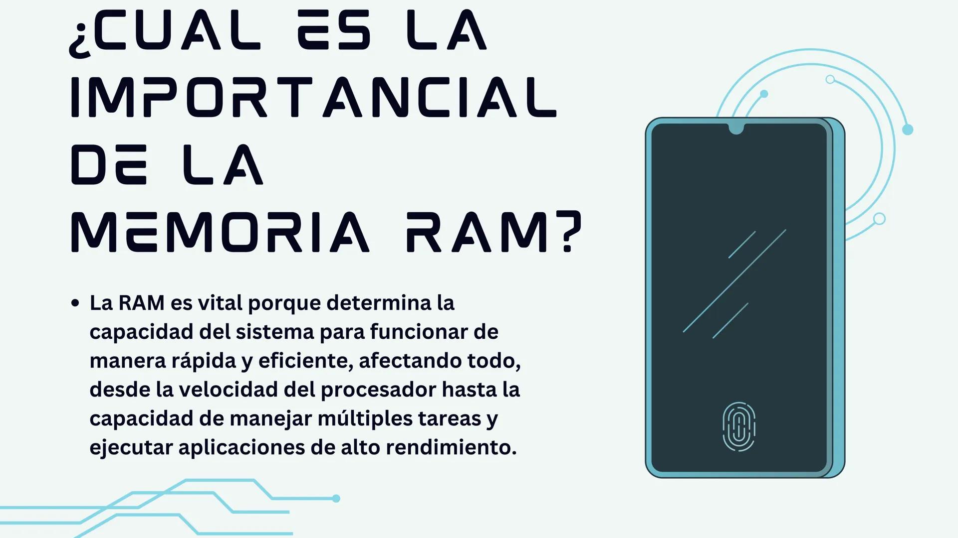 # ¿QUE ES LA
MEMORIA RAM?

La memoria RAM, que significa "Random
Access Memory" o Memoria de Acceso
Aleatorio en español, es un componente
c