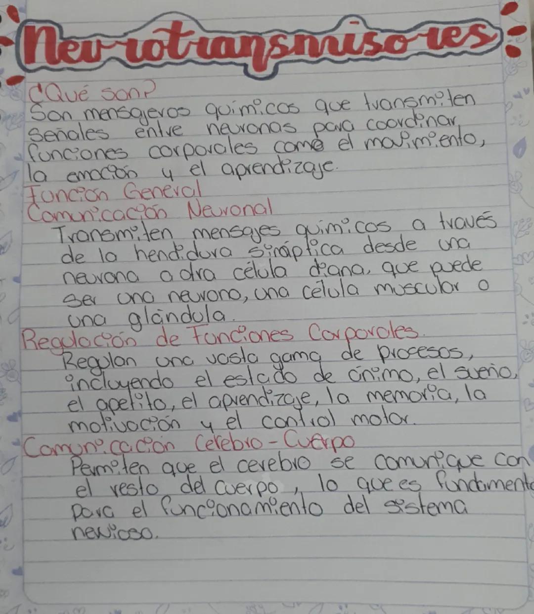 # Nevrotransmiso tes

¿Qué son?
Son mensajeros químicos que transmiten
Señales entre neuronas para coordinar
funciones corporales comé el mo
