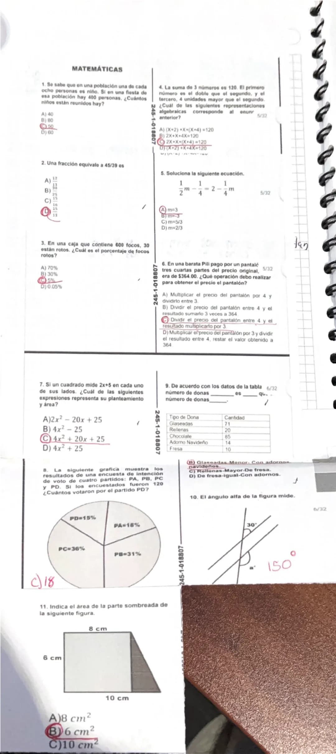 MATEMÁTICAS
1. Se sabe que en una población una de cada
ocho personas es niño. Si en una fiesta de
esa población hay 400 personas. ¿Cuántos
