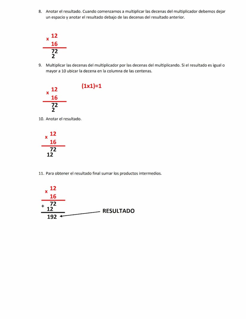 Algoritmo de multiplicación (1)
Resta: 14x7
Pasos para seguir:
1. Identificar los elementos
14 x 7
2. Ordenar los elementos respetando el or