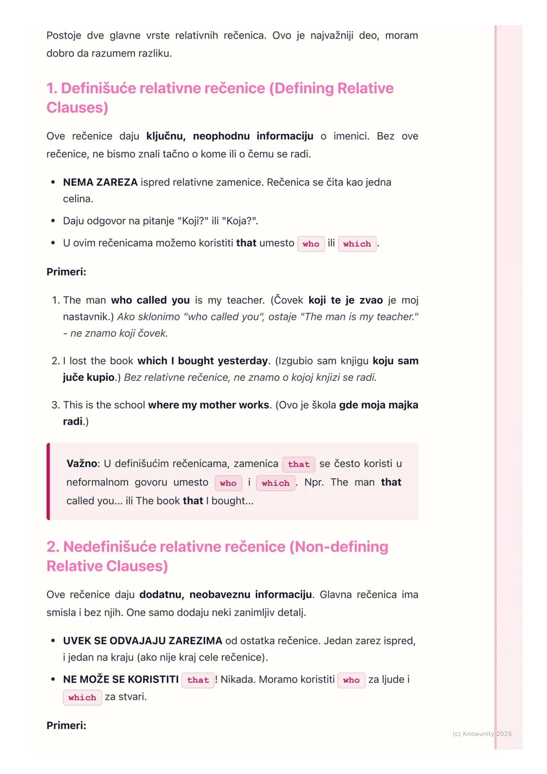 # Relativne rečenice (Relative
Clauses)

Šta su relativne rečenice?

Relativne rečenice su zavisne rečenice koje nam daju više informacija o