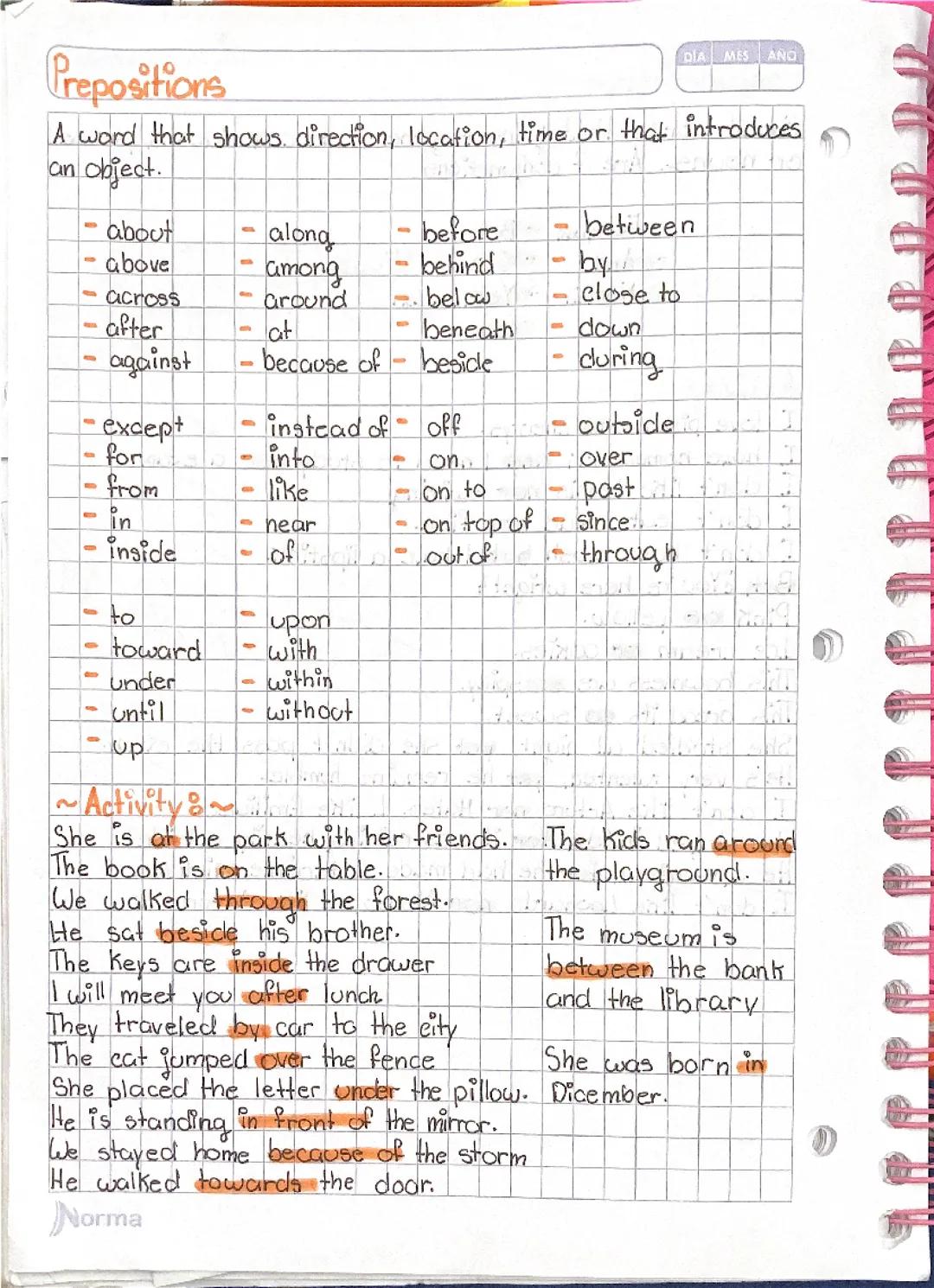 Aprende Preposiciones en Inglés Fácilmente