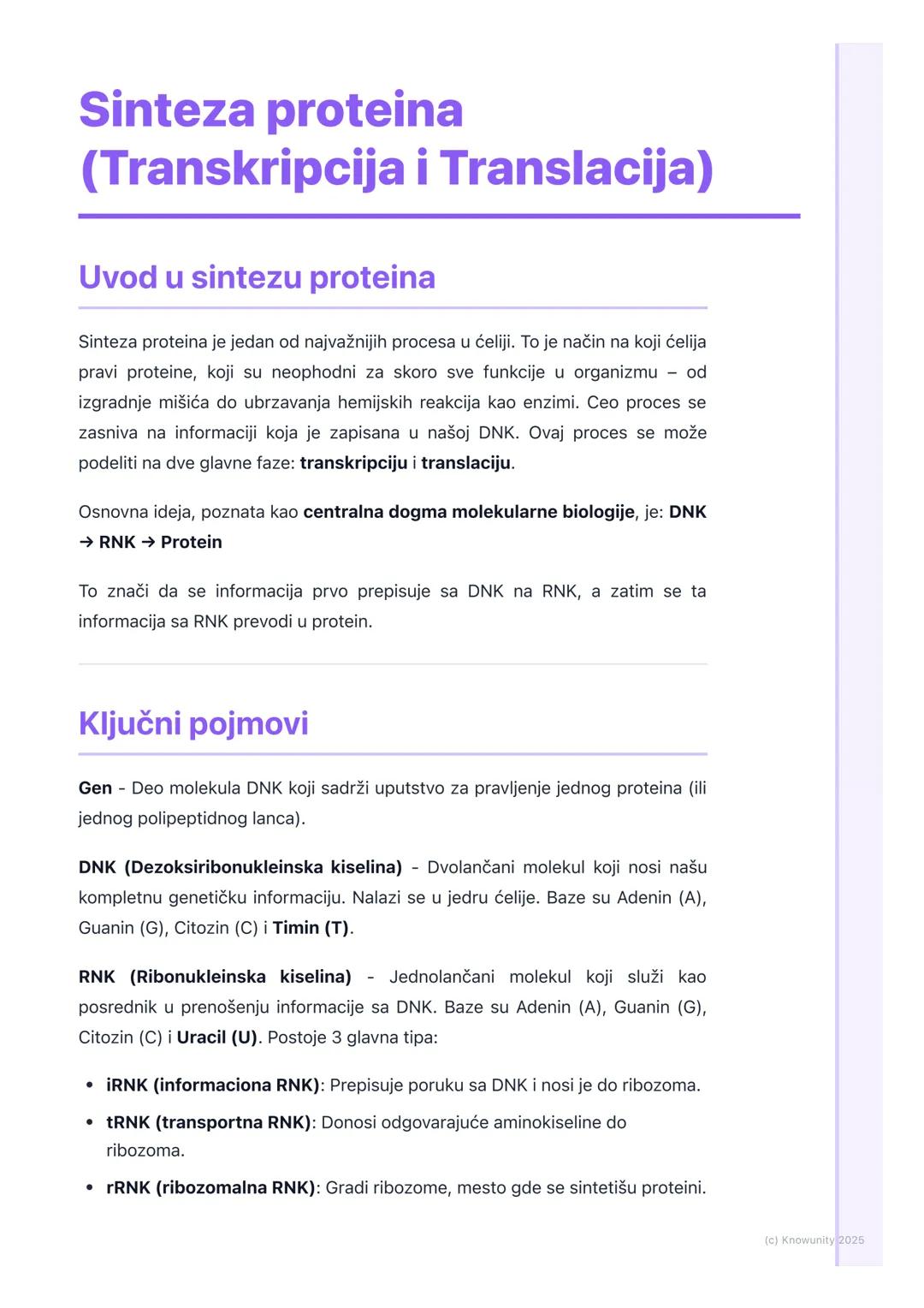 # Sinteza proteina
(Transkripcija i Translacija)

Uvod u sintezu proteina

Sinteza proteina je jedan od najvažnijih procesa u ćeliji. To je 