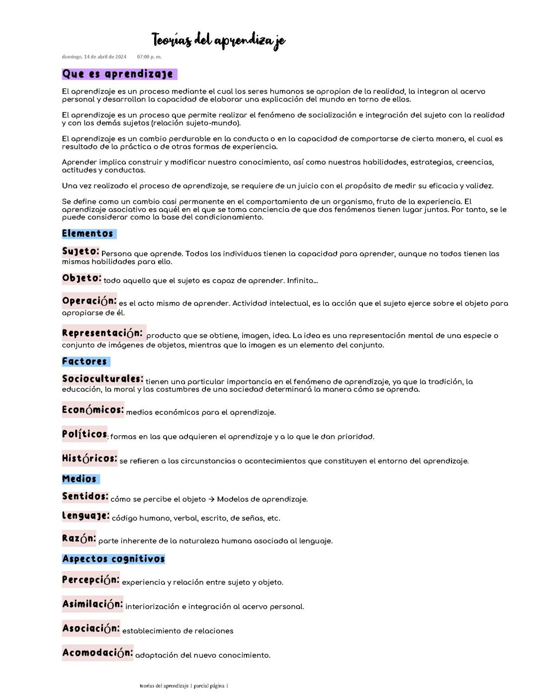 Teoría del aprendizaje 