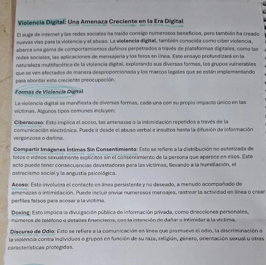 --- OCR Start ---
Violencia Digital: Una Amenaza Creciente en la Era Digital
El auge de internet y las redes sociales ha traído consigo nume