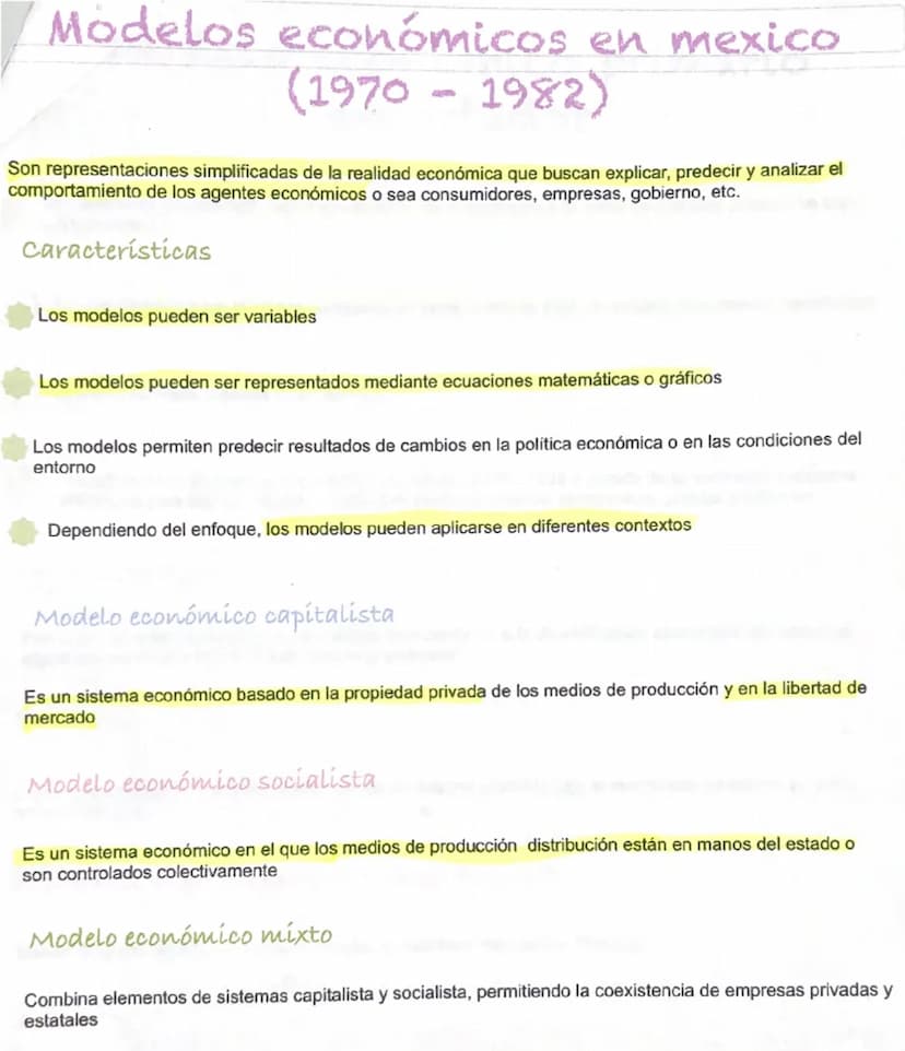 Modelos económicos en mexico
(1970-1982)
Son representaciones simplificadas de la realidad económica que buscan explicar, predecir y analiza