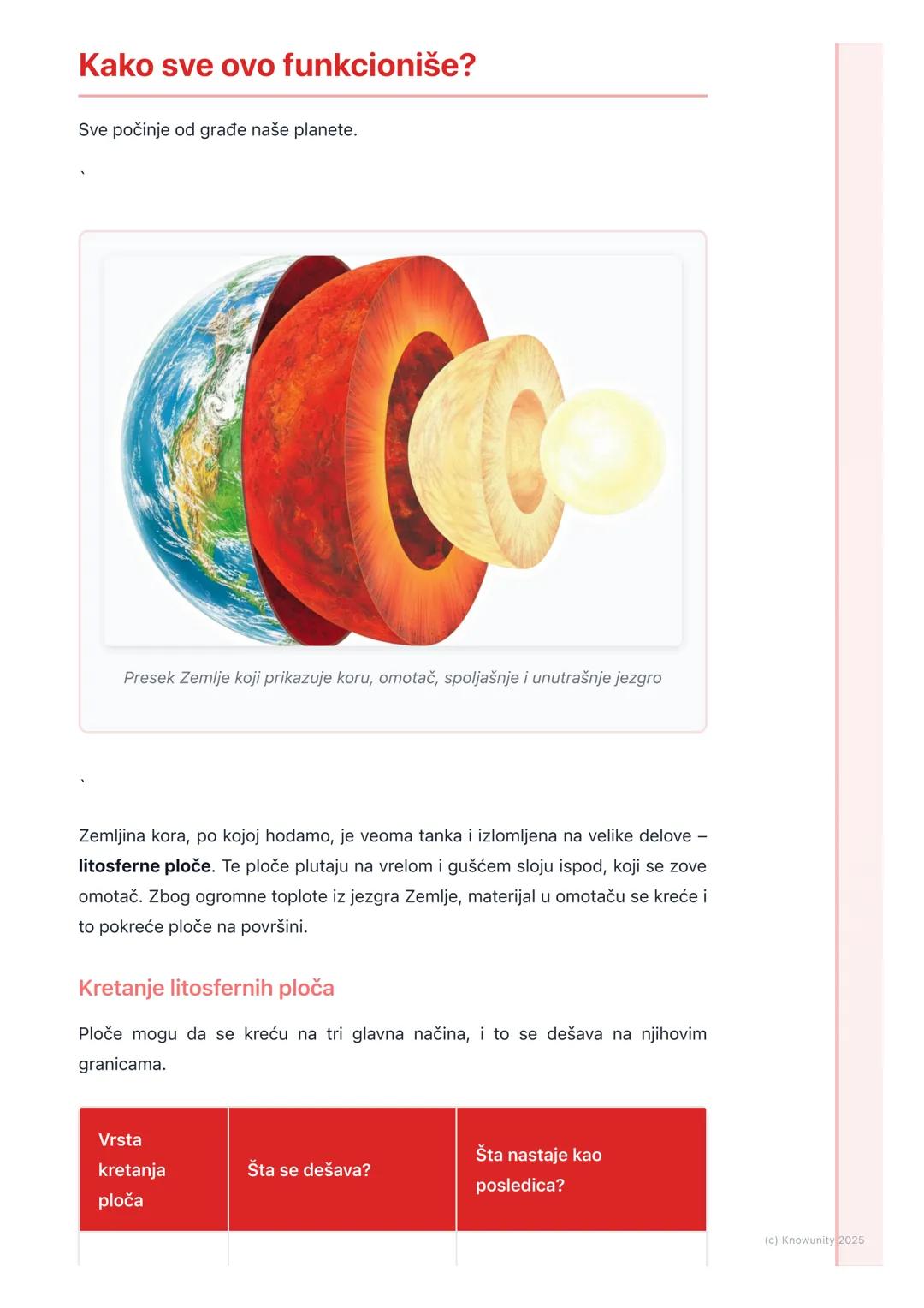 # Unutrašnje sile Zemlje

## Uvod u unutrašnje sile Zemlje

Površina Zemlje nije mirna, stalno se menja. Te promene nisu slučajne, već ih
iz