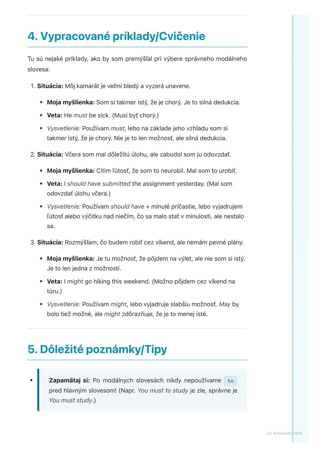 # Modálne slovesá a ich funkcie

## 1. Prehľad modálnych slovies

Modálne slovesá sú špeciálny typ pomocných slovies v angličtine. Nepoužíva