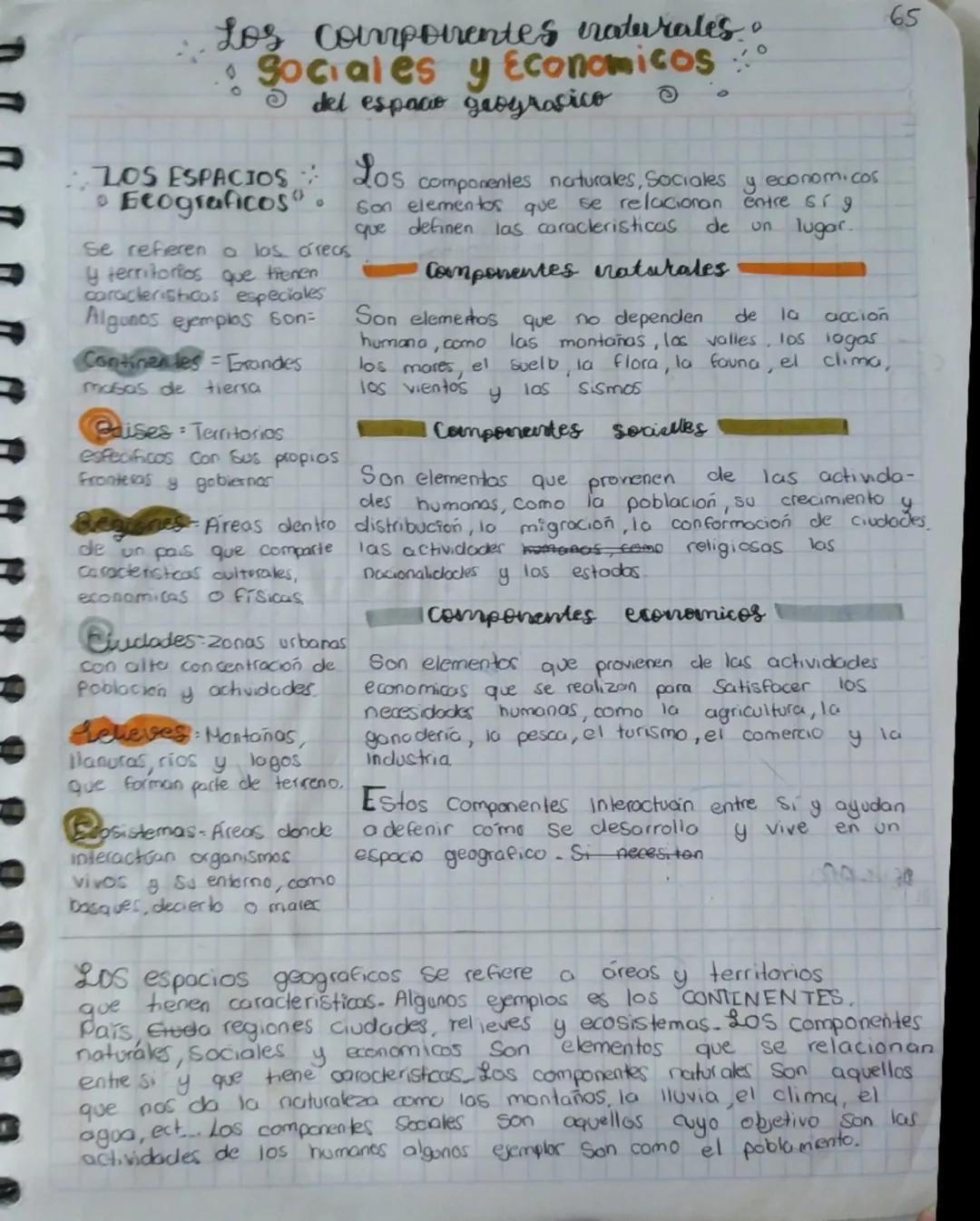 Elementos Naturales, Sociales y Económicos en el Espacio Geográfico