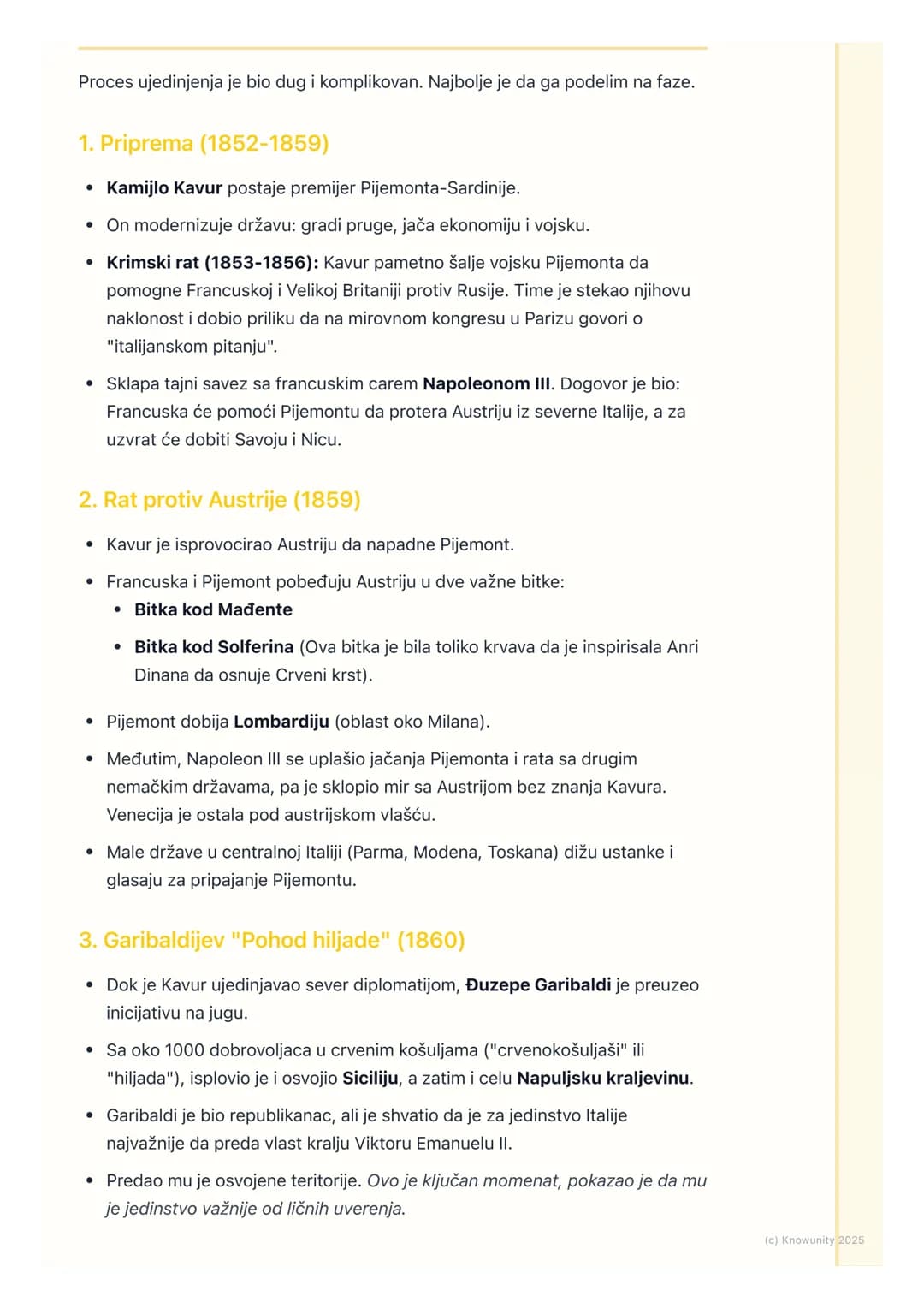 # Ujedinjenje Italije

Uvod: Italija pre ujedinjenja

Posle Bečkog kongresa 1815. godine, Italija nije bila jedinstvena država. Bila je
pode