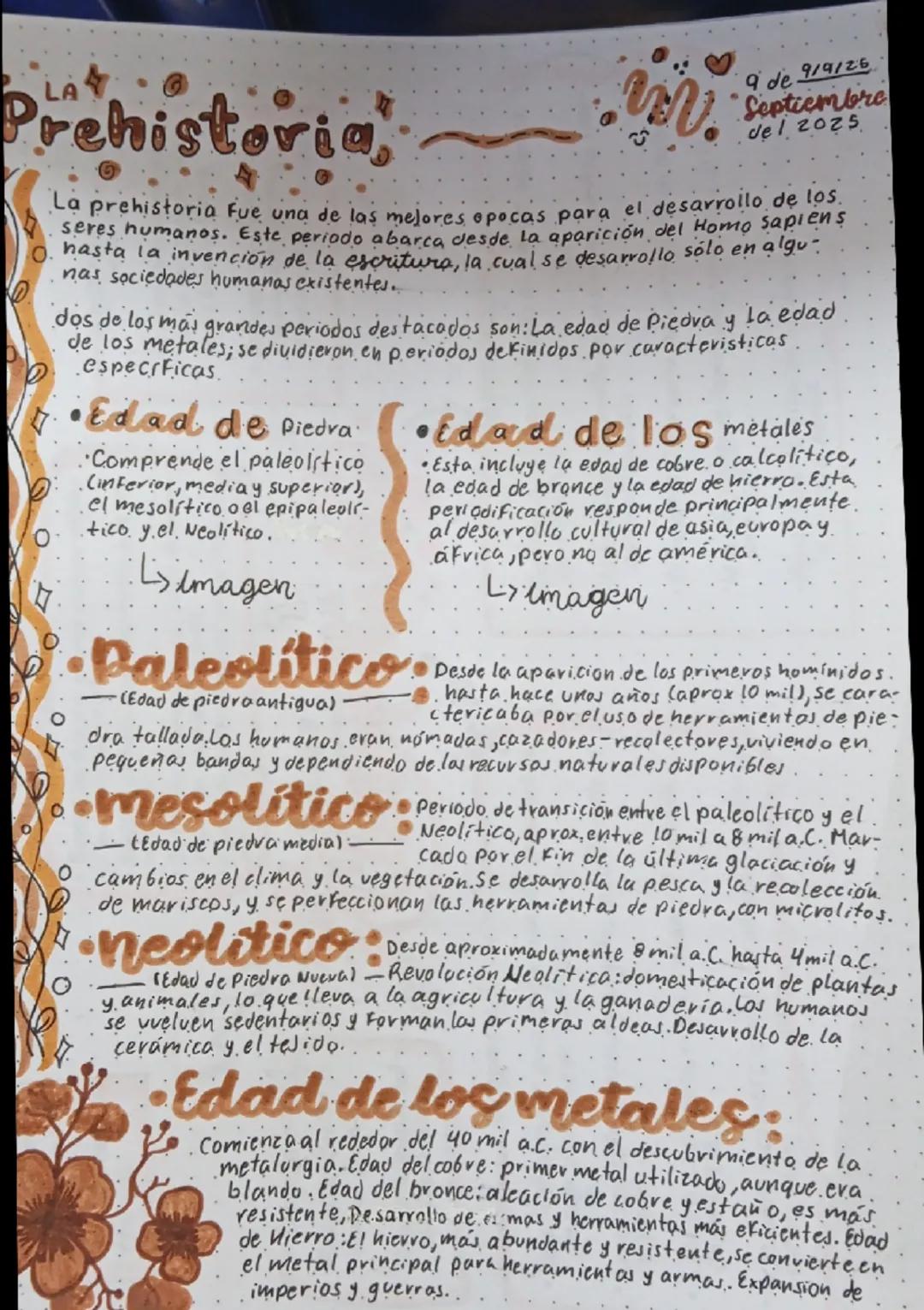 # Prehistoria, M.

9 de 9/9/26
Septiembre
del 2025

La prehistoria fue una de las mejores epocas para el desarrollo de loss
seres humanos. E