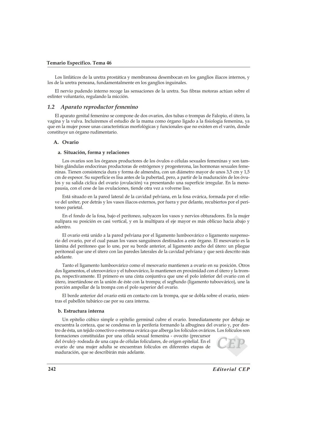 TEMA 46
ANATOMÍA Y FISIOLOGÍA DEL APARATO REPRODUCTOR
MASCULINO Y FEMEΝΙΝO
BIBLIOGRAFÍA
A. Cordova. Fisiologia Dinámica. Editorial Masson. 2