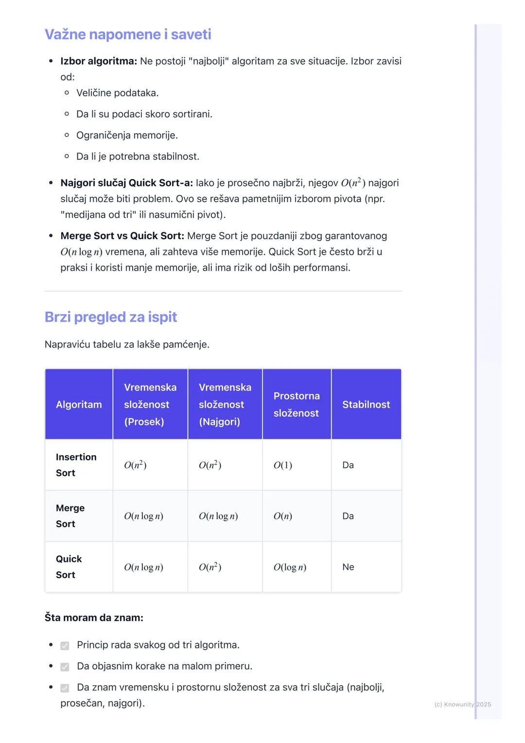 # Algoritmi sortiranja

Uvod u algoritme sortiranja

Sortiranje je jedan od najosnovnijih problema u računarstvu. Cilj je da se
elementi nek