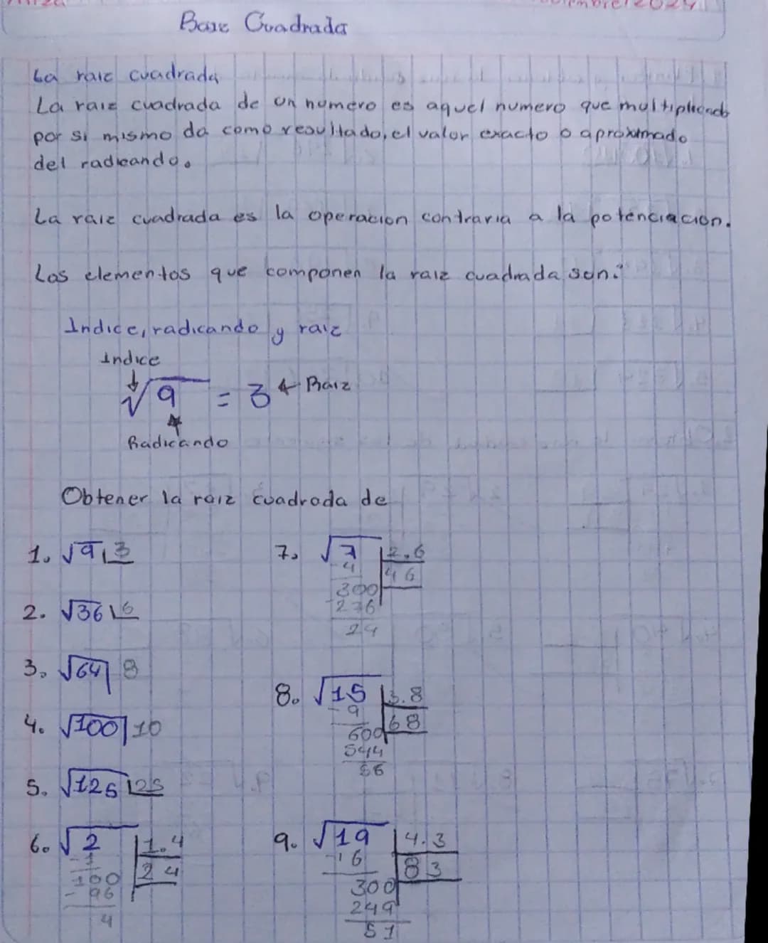 Bane Cuadrada
La raie cuadrada
La raiz cuadrada de un numero es aquel numero que multiplicado
por si mismo da como resultado, el valor exact