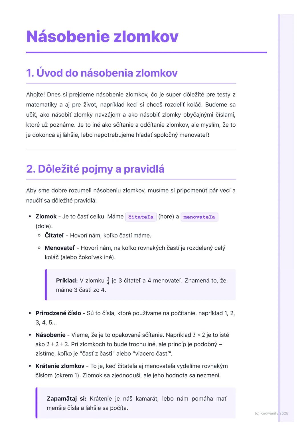 # Násobenie zlomkov

## 1. Úvod do násobenia zlomkov

Ahojte! Dnes si prejdeme násobenie zlomkov, čo je super dôležité pre testy z
matematik